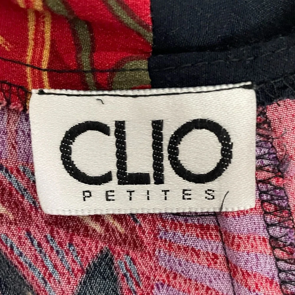 Vintage 90s Clio Red geisha graphic printed ruffle hem midi skirt eclectic XS/S